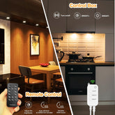 12er-Pack intelligente Unterschrankleuchten zum Einstecken, 12 V warme LED-Puck-Leuchten mit Fernbedienung und kompatibel mit Alexa, App, 3000 K dimmbare Unterbauleuchten für Küchenschränke